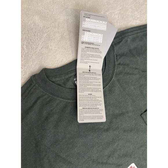 Carhartt Mens Green Flame Resistant Force Cotton Long Sleeve Shirt Medium CAT 2 - Picture 7 of 10